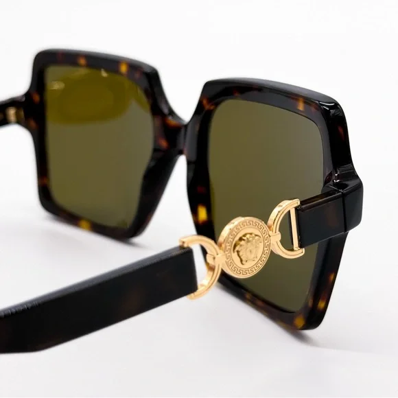 NEW VERSACE VE4441 10873 SQUARE BROWN GREEN MOD 4441 108/73 WOMEN SUNGLASSES - Picture 8 of 11